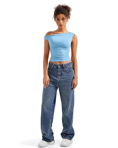SUUKSESS Women Off Shoulder Tops Sleeveless Shirts Y2K Going Out Crop Tank Top thumbnail 6