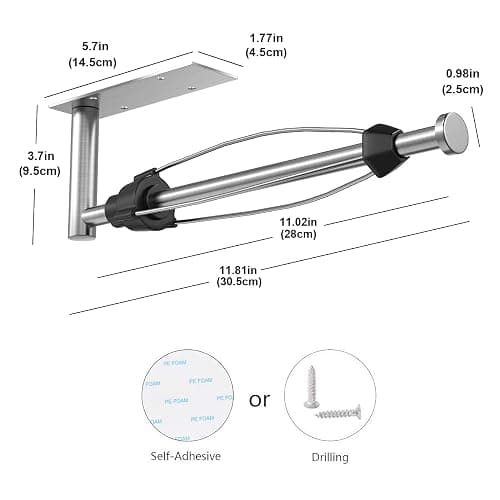 VAEHOLD Self Adhesive Paper Towel Holder Under Cabinet Mount, Wall Mounted Paper Towel Roll Holder with Damping Effect for Kitchen, Bathroom, Wall - SUS304 Stainless Steel (Brushed Silver) thumbnail 3