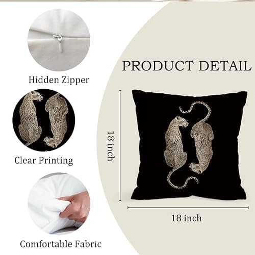 NaZaUK Funky Cheetah Print Throw Pillow Cover, Leopard Pillow Covers 18x18, Girls Stockholm Room Decor Aesthetic, Trendy Y2K Leopard Room Decor for Bedroom Dorm Trendy Home thumbnail 3