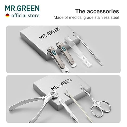 MR.GREEN Manicure Sets Pedicure Kits Stainless Steel Nail Clipper Personal Care Tools with PU Leather Case (Gray) thumbnail 3