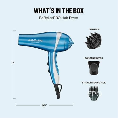 BaBylissPRO Nano Titanium 2000-Watt Blow Dryer with Concentrator Nozzle, Professional Grade Ionic Corded Styling Tool for Hair thumbnail 7