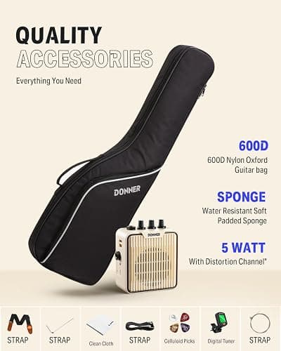 Donner 30 Inch Kids Electric Guitar Beginner Kits ST Style Mini Electric Guitar for Boys Girls with Amp, 600D Bag, Tuner, Picks, Cable, Strap, Extra Strings, DSJ-100, Red thumbnail 5