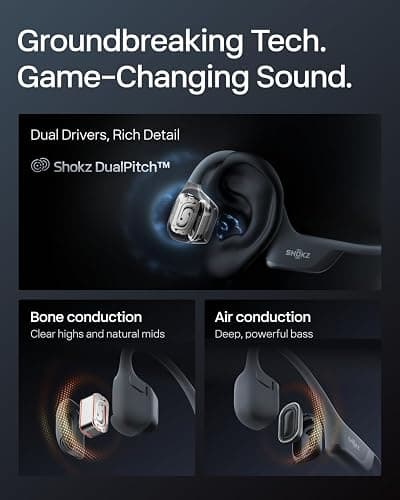 SHOKZ New OpenRun Pro 2 - Open-Ear, Bone Conduction Sport Headphones - with Reflective Strip - Sweat Resistant, Workout Headphones - Secure, Wireless, Comfortable Fit-Deep Bass and Smart Mic App thumbnail 4