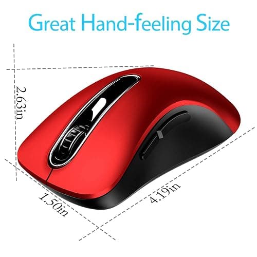 memzuoix 2.4G Wireless Mouse, 1400 DPI Mobile Optical Cordless Mouse with USB Receiver, Portable Computer Mice for Laptop, PC, Desktop, MacBook, 5 Buttons, Red thumbnail 7