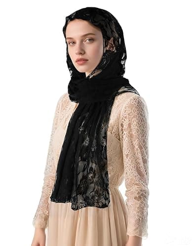 GERINLY Stylish Scarves for Women Lightweight Fashion Lace Printed Wrap Scarfs Shawl for Dress - Image 1