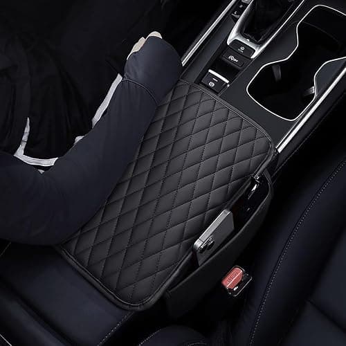 ESKONKE [Upgraded] Car Center Console Cover with 2 Storage Bags - Premium Nappa Leather Armrest Cover, Scratch & Wear Resistant, Waterproof Car Interior Accessories (Black) thumbnail 5