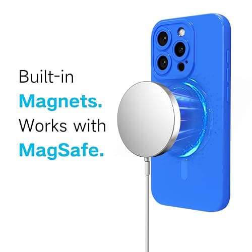Svanove for iPhone 16 Pro Phone Case Silicone Magnetic, Compatible with Magsafe Case Cute for Women, Girly Bright Color Glossy Jelly Thin Slim Hard Mag Safe Rubber & Camera Cover, Neon Blue thumbnail 3