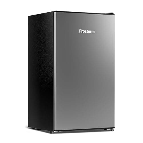 Frostorm 3.2 Cu Ft Mini Fridge with Freezer - Energy Efficient, Large Capacity Single Door Upright Freezer for Bedroom, Office & Dorm | Small Fridge, Reversible Door, ETL Certified(Silver) thumbnail 2