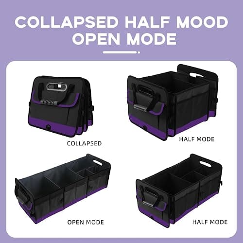 AOPHY Foldable Trunk Organizer for Car SUV Truck 95L | Portable storage with straps. Waterproof and sturdy. Folds flat when not in use. Great for drivers. Purple Car Accessories thumbnail 5