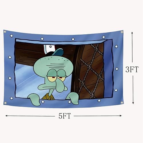 Octopus Cartoon Flag 3x5Feet Funny Meme Banner Wall Hanging Tapestries for College Dorm Room Decoration thumbnail 3