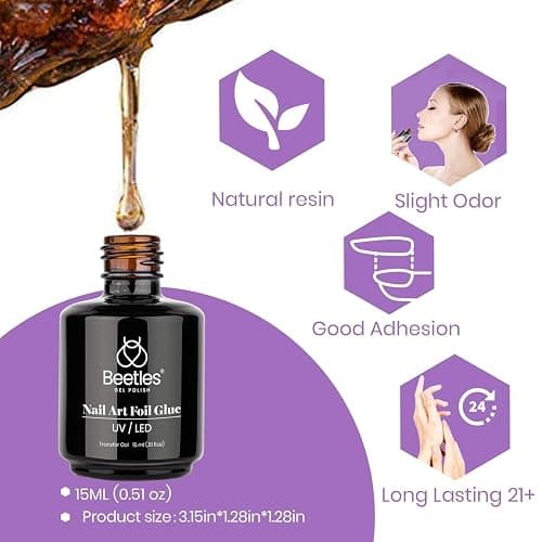 Beetles 15ml Nail Foil Glue, Foil Transfer Gel for Nails Stickers Transfer Nail Art Gel Nail Polish Soak Off LED Lamp Required Manicure DIY at Home Nail Gifts for Women thumbnail 7