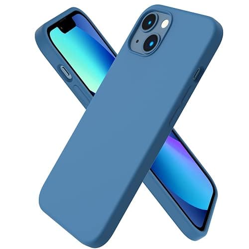 ORNARTO Compatible with iPhone 13 Case 6.1, Slim Liquid Silicone 3 Layers Full Covered Soft Gel Rubber Phone Case Protective Cover 6.1 Inch-Blue - Image 1