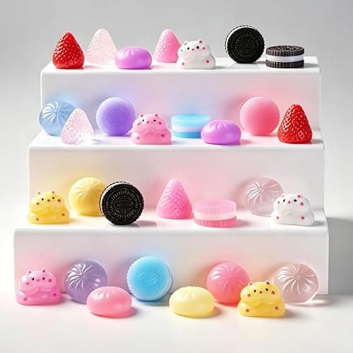 30pcs Taba Squishy Toys Kit, Mini Kawaii Squishy Stress Relief Fidget Toys for Party Favors Birthday Gifts, Include Cookies, Hamster, Strawberry Toys & 20 Sheets Stickers thumbnail 2