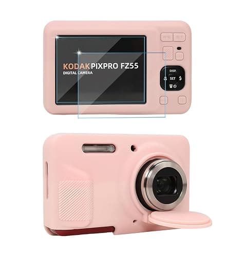Frevyve Case for Kodak PIXPRO FZ55 Digital Camera Accessories, Soft Silicone Protective Case, Slim Fit Sleeve with Removable Lens Cover and Screen Protector, Lightweight, Anti-Scratch (Pale Pink) - Image 1