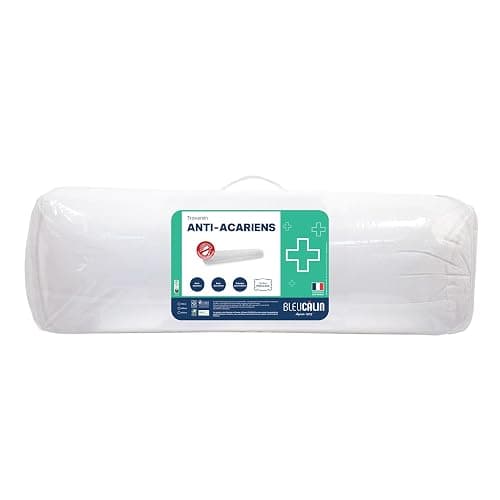 Bleu Calin Traversin Moelleux Anti-acariens, Antibactérien 1 Personne, Enveloppe Microfibre, 90 cm - Image 1