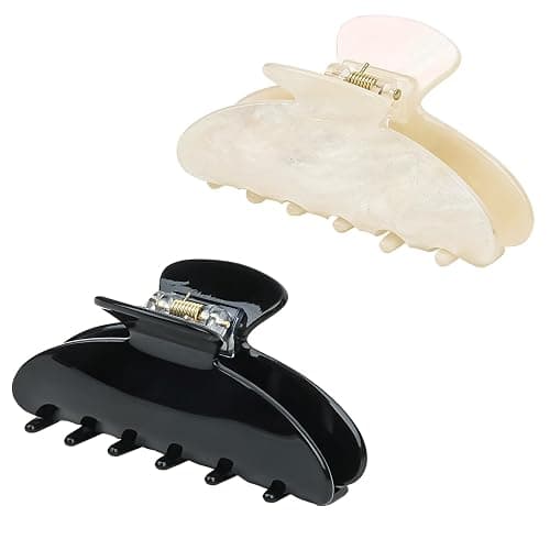ACO-UINT 2 Pack Hair Claw Clips for Women Acrylic Claw Clips for Thick Hair Non-slip Clip for Hair Large Claws Hair Accessories for Women Girls（Black&White） thumbnail 8