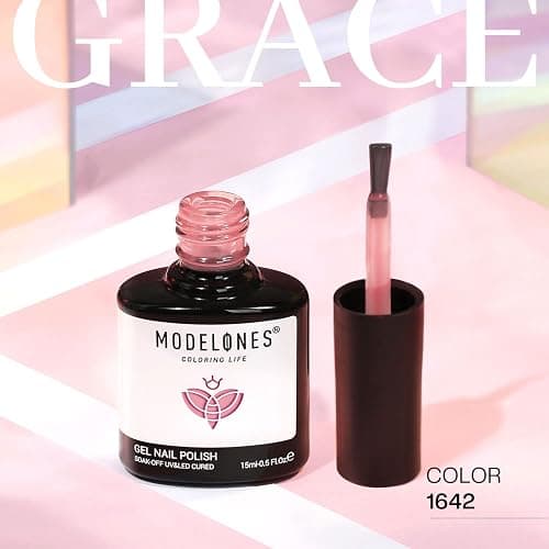 modelones Pink Gel Nail Polish Jelly Nude Pink Gel Polish French Tip Base Colors Translucent Soak Off U V Soap Nails for Nail Art Manicure at Home 15ML thumbnail 2