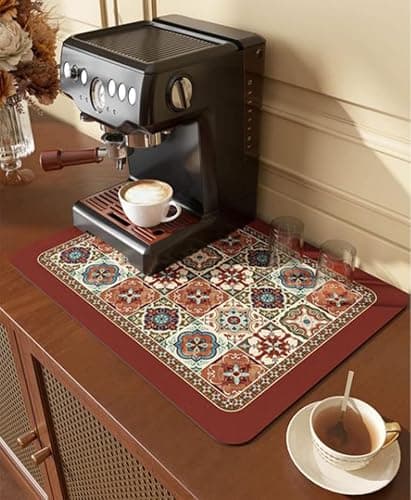 Cciphy Cute Coffee Maker Mat for Countertops Bar Accessories, Colorful Dish Drying Pad for Kitchen, Absorbent Quick Drying Mat, 12 X16 inch (Color C, 16"x12") thumbnail 6