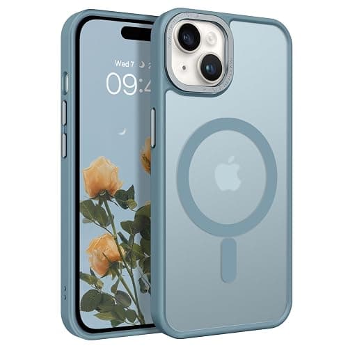 BENTOBEN Compatible with iPhone 15 Plus Case, Translucent Matte Slim Shockproof Magnetic Phone case [Compatible with MagSafe] Women Men Girl Boy Protective Cover for iPhone 15 Plus, Gray Blue - Image 1