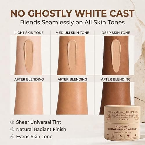 NATÚ BOTANICALS Tinted Mineral Face and Body Sunscreen SPF 35 - Mineral Zinc Oxide Sunblock Lotion - Broad-Spectrum UVA & UVB Protection - Lightweight & Gentle for Sensitive Skin - Reef Safe thumbnail 2