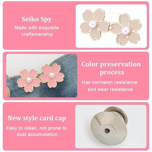 EIHI 8 Paires Boutons Jeans Clipsable, Pince pour Pantalon Trop Large, Serre Taille Pantalon, Bouton Jean Ajustable, Serre-Taille Ajustable, Pas De Couture Pour Jeans Larges, Pas De Couture Nécessaire thumbnail 3