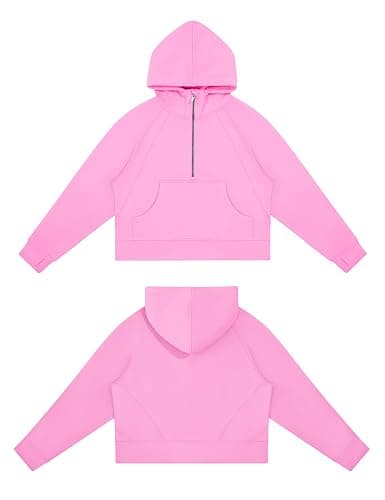 THE GYM PEOPLE Womens' Hoodies Half Zip Long Sleeve Fleece Crop Pullover Sweatshirts with Pockets Thumb Hole thumbnail 4