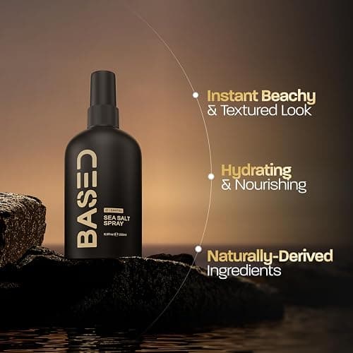 BASED Sea Salt Spray, Natural Finish Sea Salt Spray for Hair, Volume & Texture, Infused with Kelp & Vitamin B5, Light & Non-Greasy, Paraben Free, No Drying Alcohols, 8.5 oz (Pack of 1) thumbnail 4