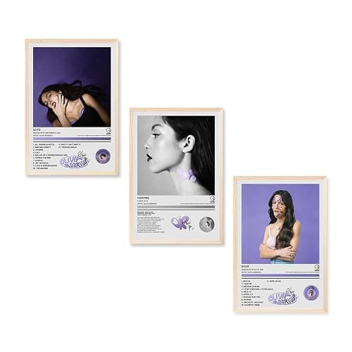 Olivia Rodrigo GUTS, VAMPIRE and SOUR Music Album Cover Set of 3, Canvas Art Poster for Room, Wall Decor for Modern Family Aesthetic, Unframed, 8x12 Inch (20x30cm) - Image 1