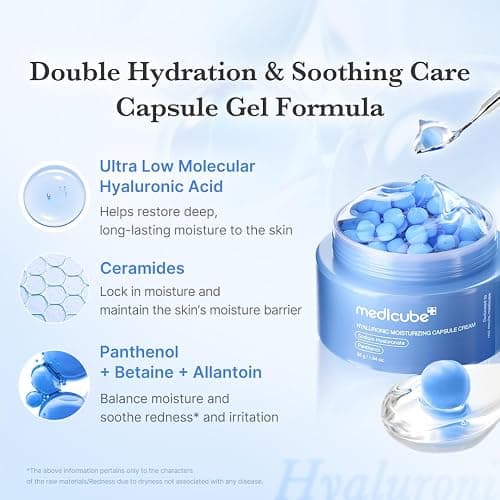 medicube Hyaluronic Acid Capsule Cream | 120H Long-Lasting Hydration, Barrier Care & Calming Daily Facial Moisturizer For All Skin Types | With Hyaluronic Acid, Panthenol & Ceramides | Korean Skincare thumbnail 3