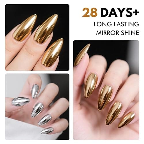 FZANEST Chrome Base Coat Gel Base Top Coat for Chrome Nail Powder 15ml No Wipe Clear Gel Nail Polish High Gloss Mirror Shine Long Lasting Easy Application Soak off DIY Home Salon Art Design thumbnail 6