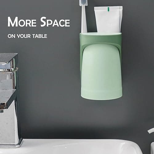 2 in 1 Toothbrush Holder,for Dad Mom and Son/Daughter in Bathroom | Storage Organizer ,Space Saving ,Father Mother and Son/Daughter, Suction cup thumbnail 3