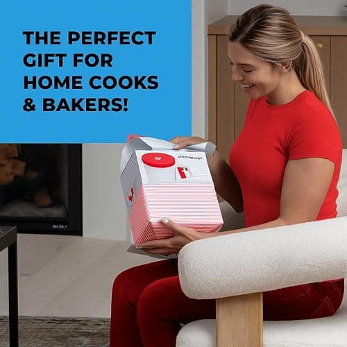 Pancake Batter Dispenser - Kitchen Must Have Tool for Perfect Pancakes, Cupcake, Waffle, Muffin Mix, Cake & Crepe - Easy Pour Baking Supplies for Griddle - Pancake Maker with Measuring Label (Red) thumbnail 9