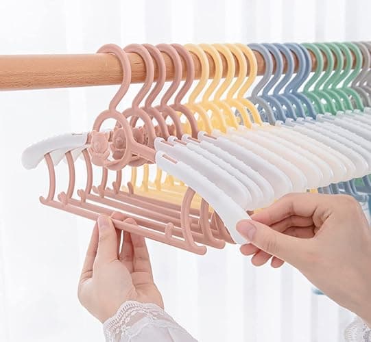 HGYZE Baby Nursery Closet Hangers, Non-Slip and Extendable Laundry Infant Pant Hangers for Newborn Clothes - 20pcs Colourful Gifts - Adjustable Children Coat Hanger for Girl Boy Toddler Kid, Colorful thumbnail 4