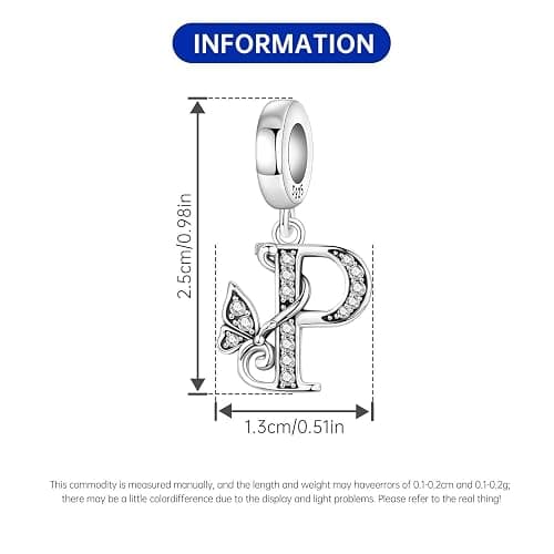 PANPOKI 2 Pack 925 Sterling Silver Butterfly Letter Charms for Bracelets and Necklace Alphabet Initial Dangle Pendants Round Spacer Beads Pave Cubic Zirconia Jewelry Gift for Women thumbnail 4