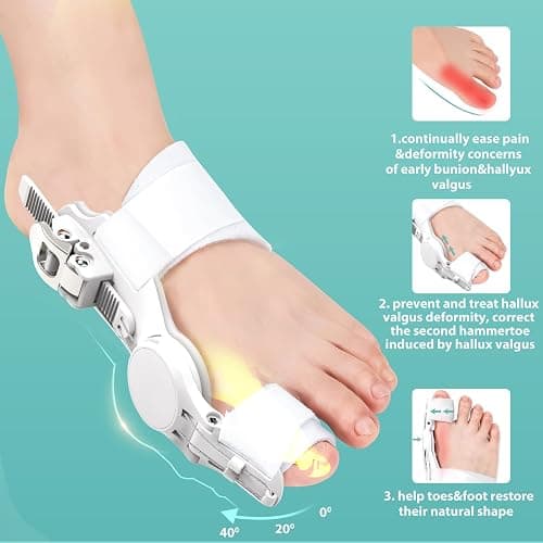 Kutain Comfort Bunion Corrector for Women & Men, Orthopedic Toe Straightener, Adjustable Splint Bunion Pads Day Night Support with Toe Separator for Relief (2PCS) thumbnail 4