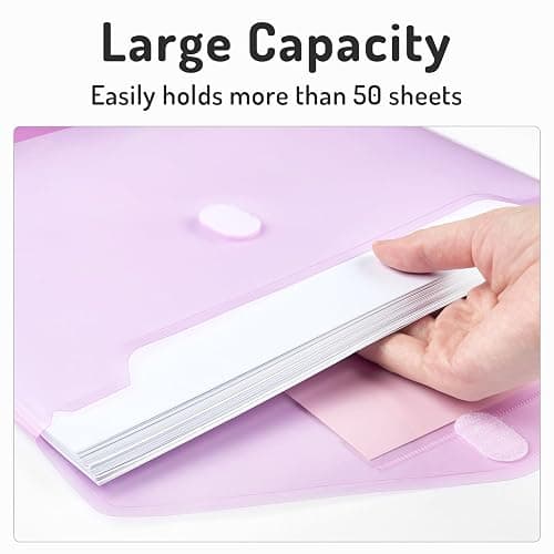 Forvencer Binder Pocket, 10 Pack Super Heavyweight Plastic Folders with Tight Closure, Binder Folders Side Loading, 3 Ring Binder Pocket, Binder Dividers with Pockets, Letter Size, Pastels Series thumbnail 5