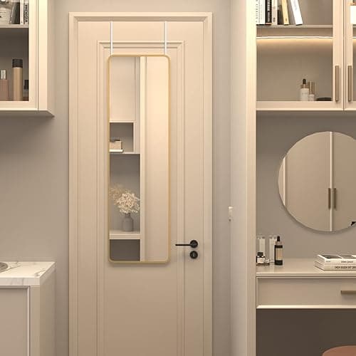 Giftgarden 47"x14" Gold Full Length Mirror Aluminum Framed, Modern Long Wall Mirror Tall Full-Body, Wall Mounted or Over The Door Hanging for Bedroom Closet Bathroom, Golden - Black thumbnail 3