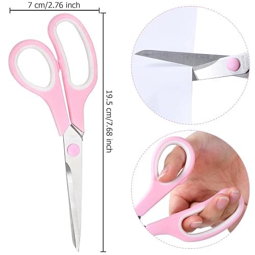 Pink Scissors, 7.5" All Purpose Scissor for Office and Home, Stainless Steel Craft Sewing Fabric Shears with Comfort Grip, Right/Left Handed (1 Pack) thumbnail 3