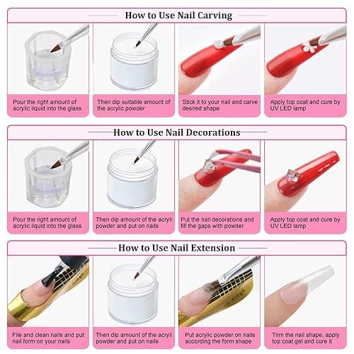 Molisaka Nude Acrylic Powder - Professional Nail Powder, Lasting Powder for French Nail Art, Salon Supplies Set (1.58oz) thumbnail 8