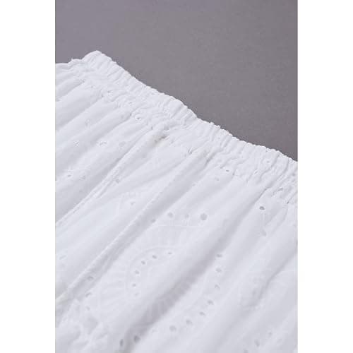 CHICWISH Women Summer Boho Maxi Skirt Eyelet Embroidery Elastic Waist Tassel String Casual Cotton Beach Vacation Long Skirts thumbnail 6