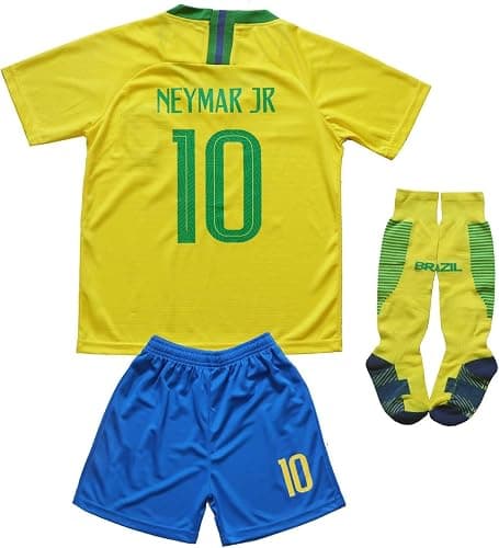 ORGBRAIN #10 Neymar Kids Football Soccer Jersey/Shorts/Socks Kit Youth Sizes - Image 1