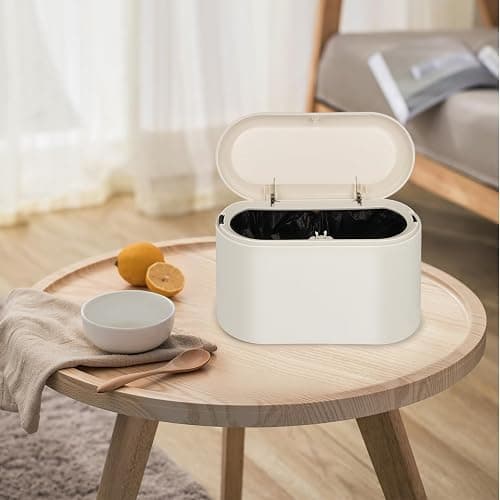 talifoca Pattumiera da tavolo con coperchio, 2 l, piccola pattumiera da tavolo con coperchio, per lavabo, cucina, bagno, ufficio, scrivania, wc auto, letto, 22 x 11 x 13 cm thumbnail 7