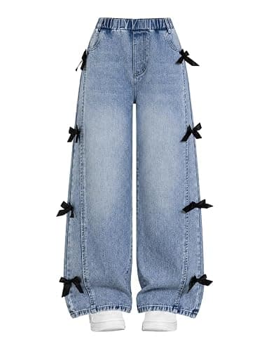 Kxuryueo Girls Jeans Wide Leg Denim Pants Tween Teen Girls Trendy Clothes Size 7-13 Years - Image 1