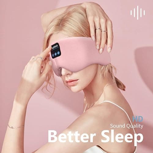 Joythink Weighted Eye Masks Bluetooth Sleep Mask Headphones Silk Wireless Bluetooth Headband for Side Sleepers Blackout for Airplane Travel Men Women Pink thumbnail 4