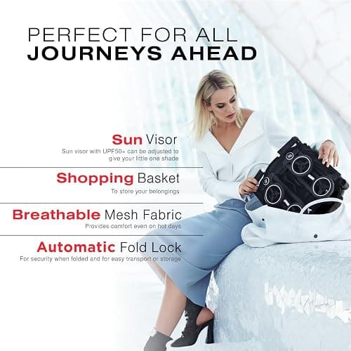 gb Pockit Air All Terrain Ultra Compact Lightweight Travel Stroller with Breathable Fabric in Velvet Black thumbnail 4