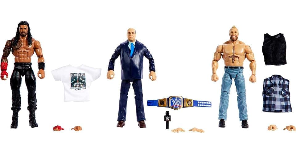 Mattel Action Figure 3-Pack Tribal Chief vs Beast IncarnateRoman Reigns Brock Lesnar & Paul Heyman Elite Collection with Universal Championship & Swappable Hands thumbnail 5