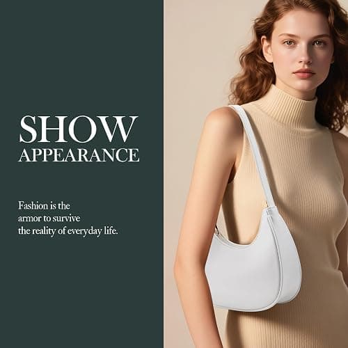 Shoulder Bags for Women Mini Clutch Purse with Zipper Closure,Classic Cute Hobo Tote Handbag thumbnail 2
