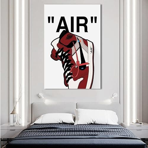 Sbemyenus Sneaker Poster, Canvas Wall Art Gym Shoes Shoebox Collection Aesthetic Cool Poster for Teen Boys Men Dorm Bedroom Living Room Wall Decor, Unframed 12x18Inch, Red thumbnail 4