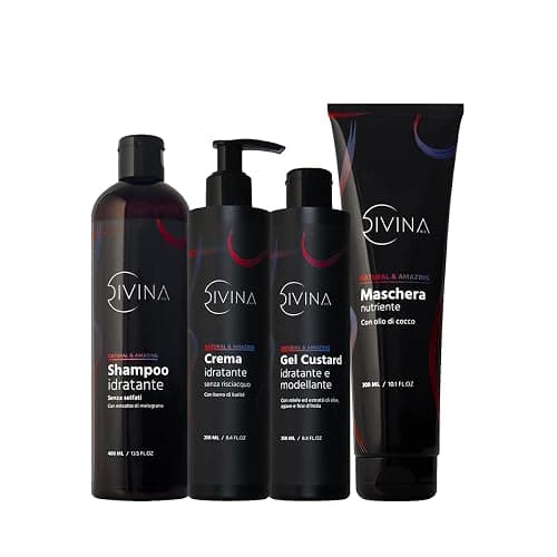 Kit Definizione Idratante per capelli mossi, ricci, super ricci e afro Natural&Amazing di DIVINA BLK, 4 prodotti inclusi, trattamento completo - Image 1