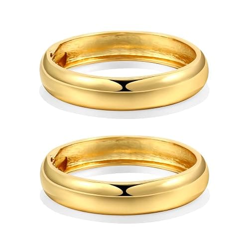 A Golden Cloud 2Pcs Bangle Bracelets for Women Gold Arm Cuff 14k Gold Plated Chunky Gold Bangle Set Hinged Cuff Bracelets Trendy Arm Cuff Jewelry for Women thumbnail 8